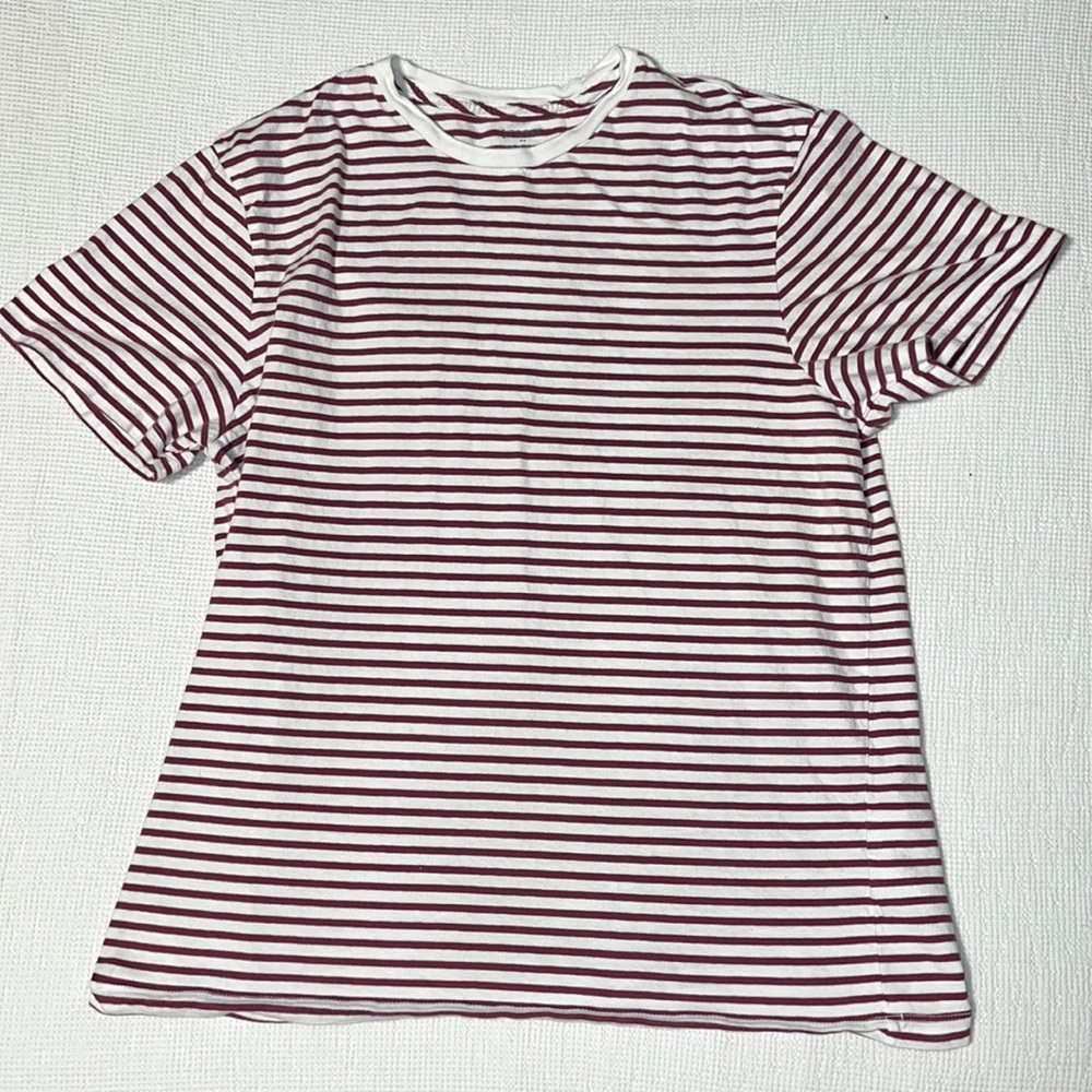 J. Crew - XL Striped Burgundy and White Tshirt
